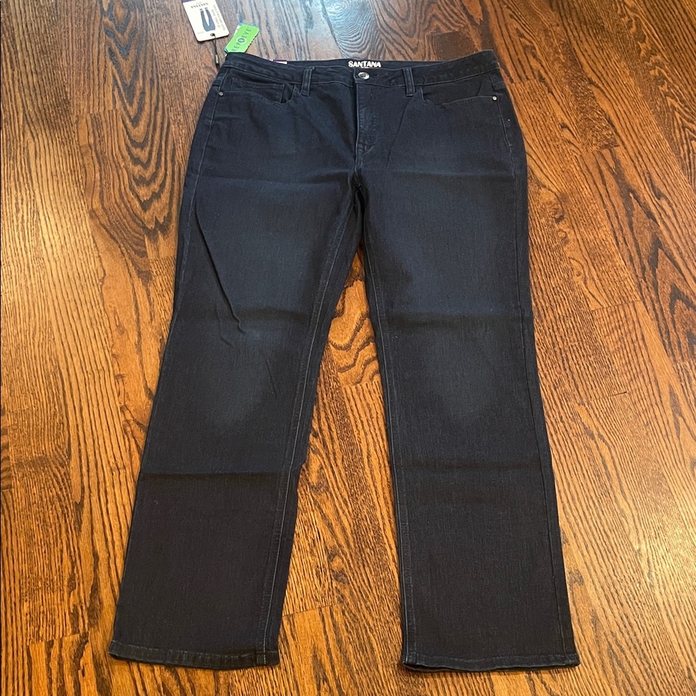 NWT Santana sz 14 Dark denim jeans mid rise straight leg tummy control